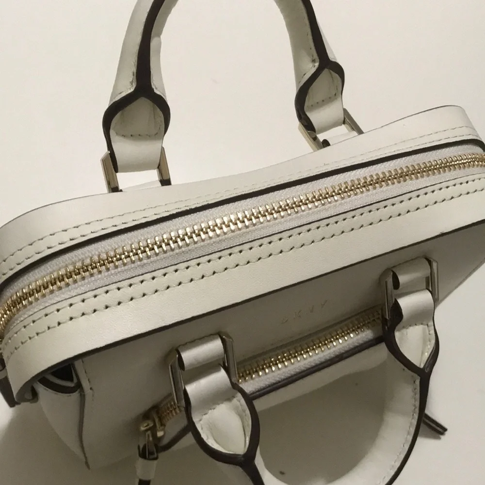 DKNY Authentic Mini Satchel Bag Cream NWT $248 - Picture 3 of 8